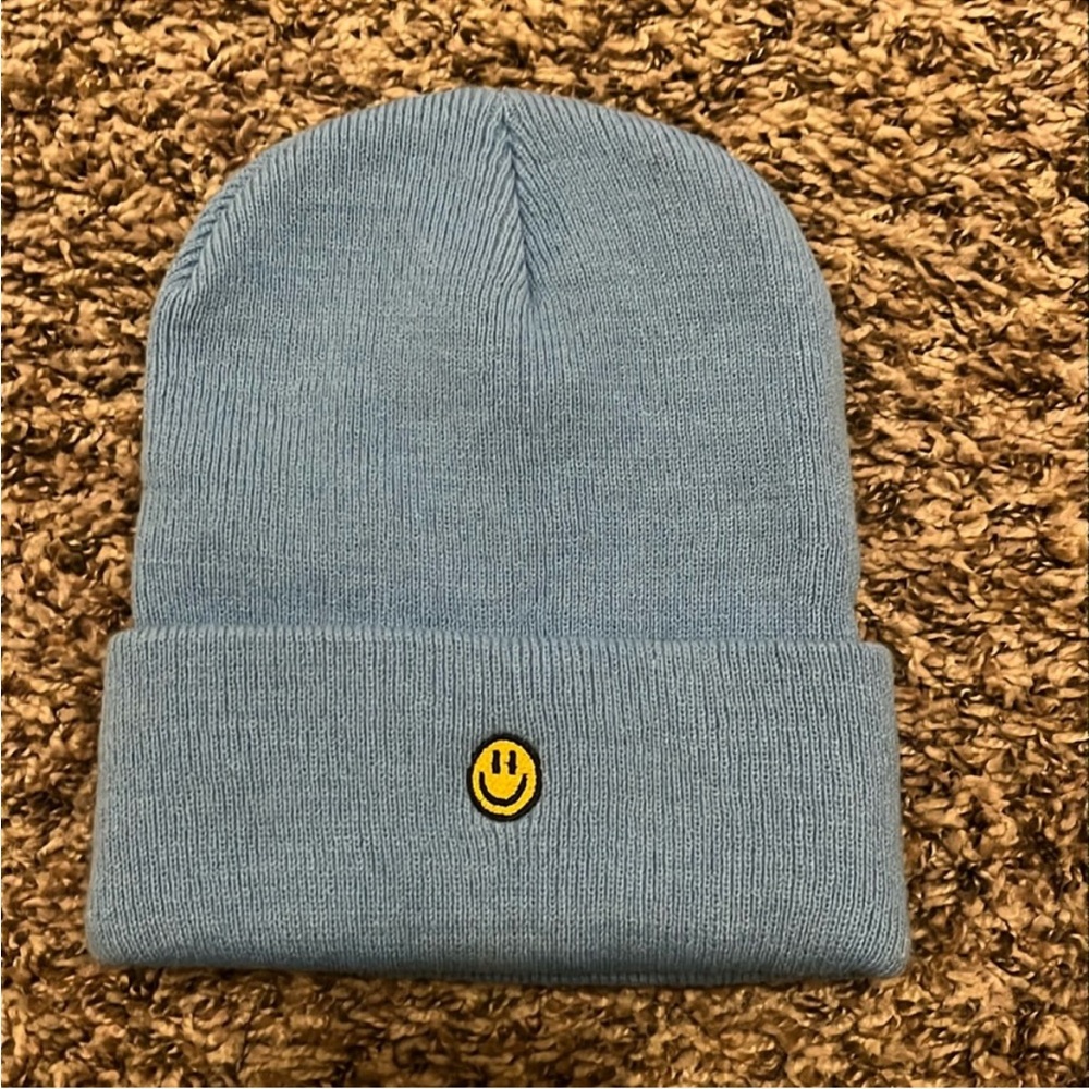 Spencer's Blue Beanie with Yellow Smiley